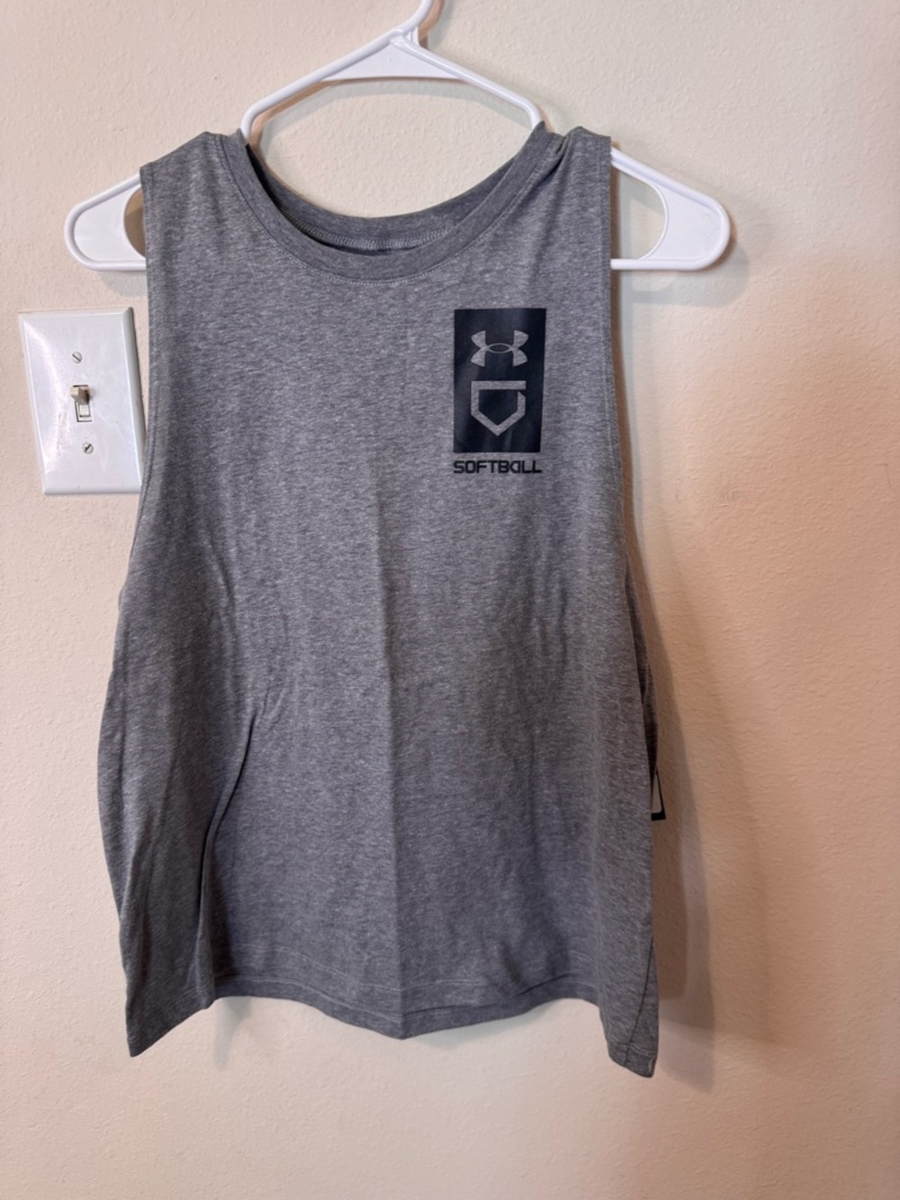 Under Armour Gray Athletic Tank with Navy Logo